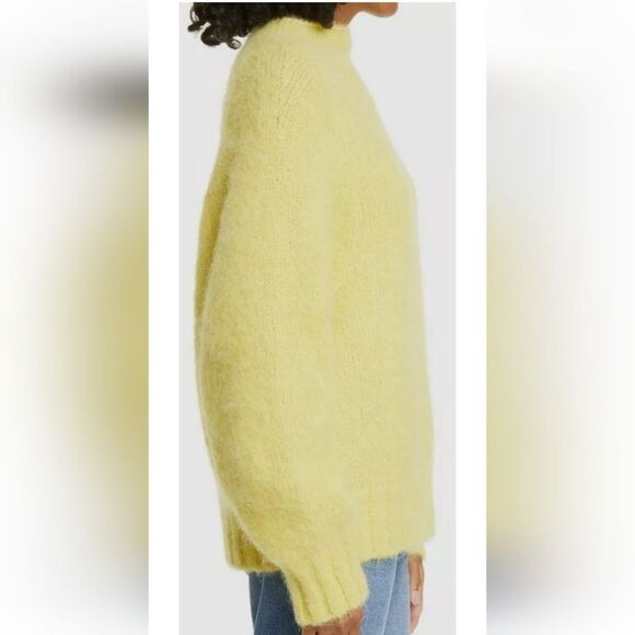 Equipment Yellow Boat Neck Alpaca Fuzzy Textured Oversized Sweater XS - Picture 2 of 4